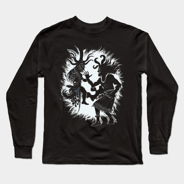 Shaman Dances with the Demon Dance of Fire and Power Long Sleeve T-Shirt by FrogandFog